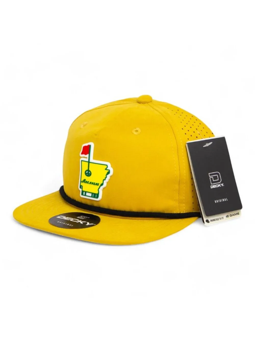 Arkansas Masters Golf 3D Perforated Rope Hat- Biscuit/ Black